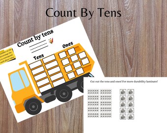 Printable Counting Practice, Ten frames, Kindergarten, Count by tens, PRINTABLE,  instant download, homeschool, iep