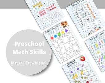 Pre-K Math Skills, Instant Download, zoo pals