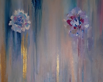 Mural, flowers, floral mist, Flower Midst, decoration, acrylic mixed media, hand-painted