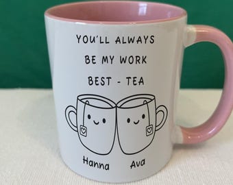 Personalized Work Bestie Mug: Custom Tea Gift for Coworker