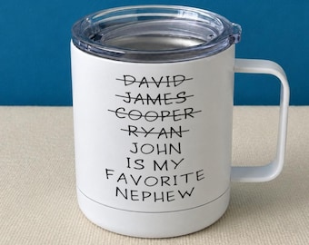 Funny Favorite Nephew Insulated Travel Mug, Personalized Uncle Gift