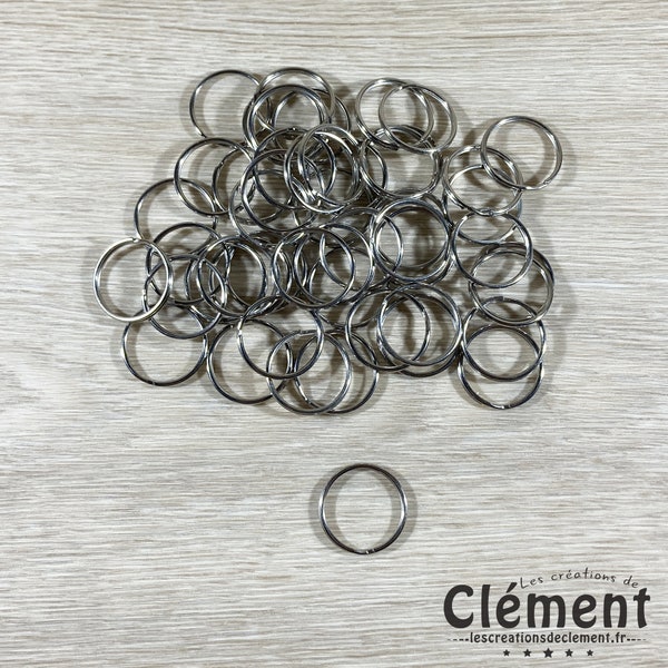 Lot de 50 anneaux de porte-clés en métal diamètre 23mm.