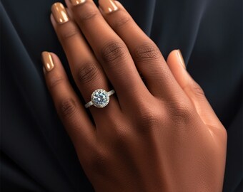 Sparkling Round Halo CZ Engagement Ring