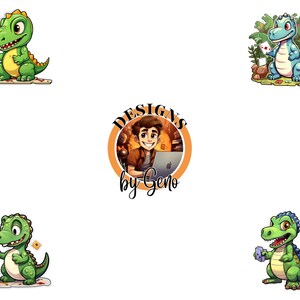 Card Playing Dinosaur Stickers