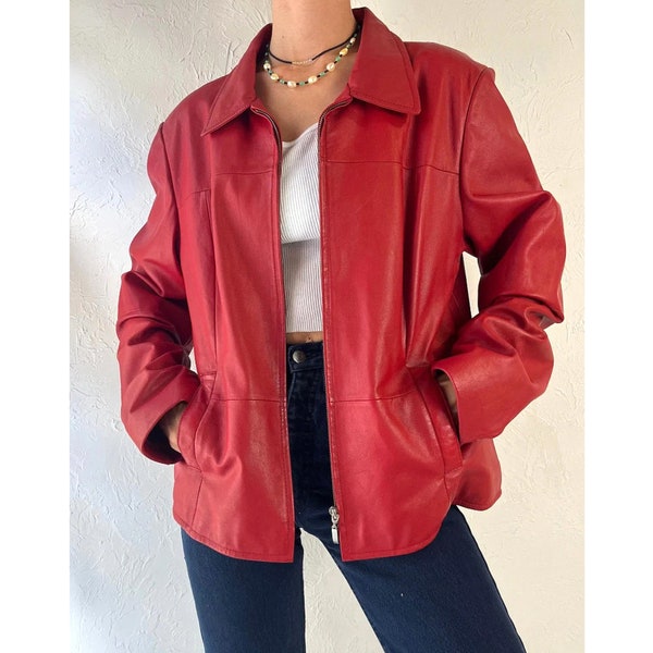 Red Leather Jacket - Etsy