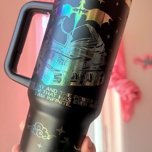 Dragon Rider Book Lover   Engraved 40 oz Tumbler  BLACK / Iridescent