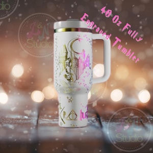 Wizard Potter  Engraved 40 oz Tumbler  White / Iridescent
