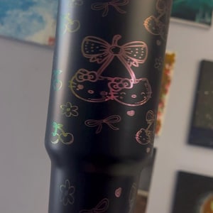 Kitty Coquette Cherries 40 oz Tumbler  BLACK / Iridescent
