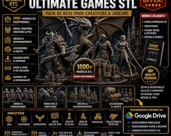 Mega Bundle Ultimate Games STL 3D Print Files | D&D Miniatures, Articulated Figures, Fantasy Models, Commercial License Instant Download