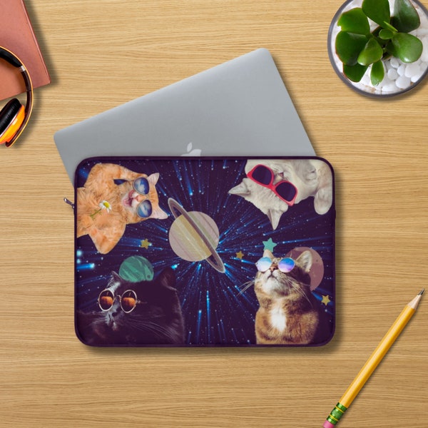 Space Cats Laptop Sleeve, 12, 13, 15 Inches,  Funny Tablet Bag Case,  Macbook case travel, Padded Laptop Bag, Ipad Cover Case, Funny Gift