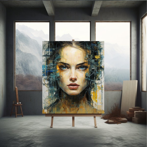 A.I. Woman Portrait- Printable Wall Art, Instant Download-Mysterious Beauty-Home Decor-Woman Portrait Art Abstract-Hyper-Detailed Portraits