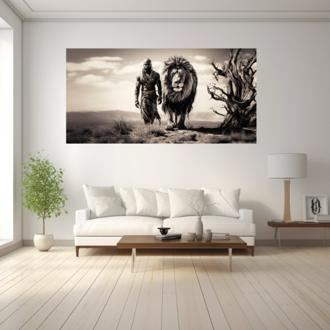 Lion Artwork Home Decor Gift African Wall Art Gift for Him Etsy