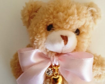 Sweet Teddy Bear Keychain, cute keychain, gift, cute bear gift for birthdays and special occasions, plush teddy bear, gold plated keychain