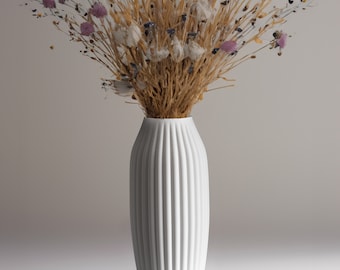 Moderne weiße Blumenvase "Milano" aus weissem Bio-Kunststoff "September" - perfekt für Trockenblumen - Ideales Geschenk