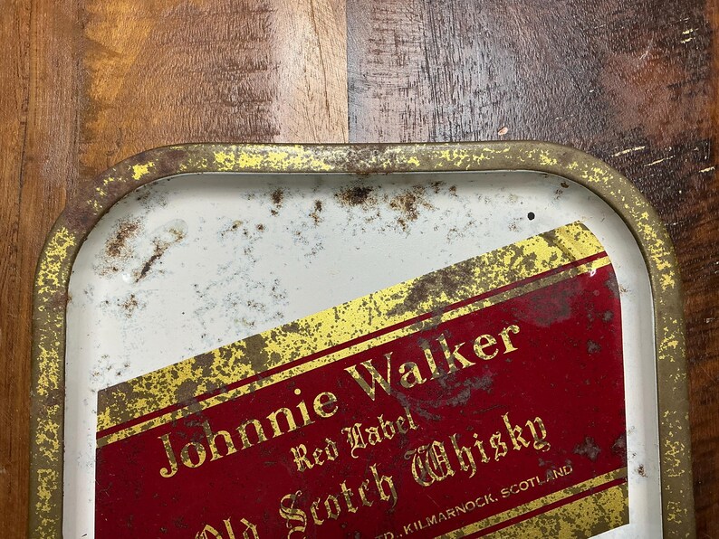 Johnnie Walker Red Label Scotch Metal Advertising Tray - Rare Find! image 2