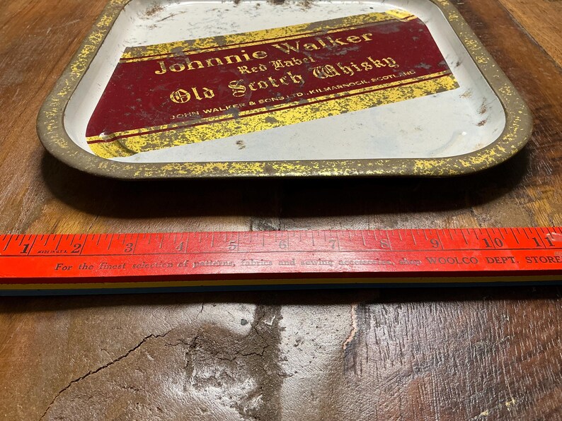 Johnnie Walker Red Label Scotch Metal Advertising Tray - Rare Find! image 7