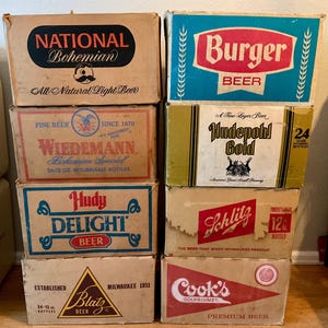 Cajas de cartón de cervecería coleccionables vintage de los años 1960 a 1980: ¡elige tu favorita!