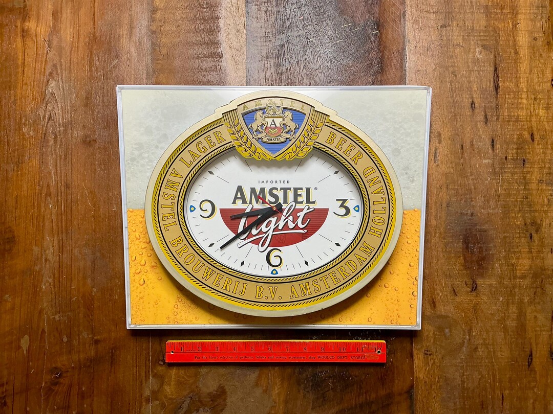 Vintage 1980s Amstel Light Beer Advertising Clock Sign - Rare Find