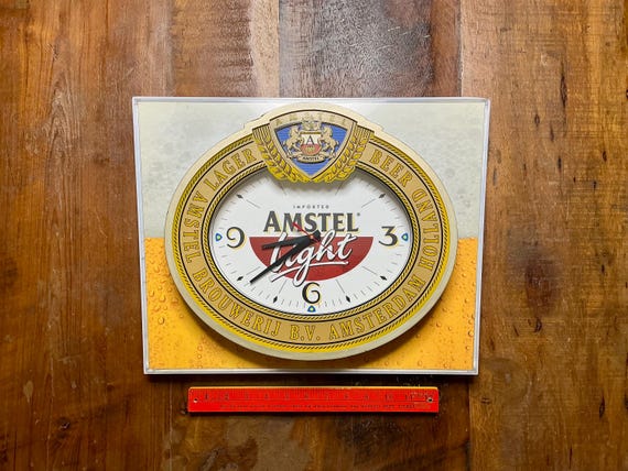 Vintage 1980s Amstel Light Beer Advertising Clock Sign - Rare Find