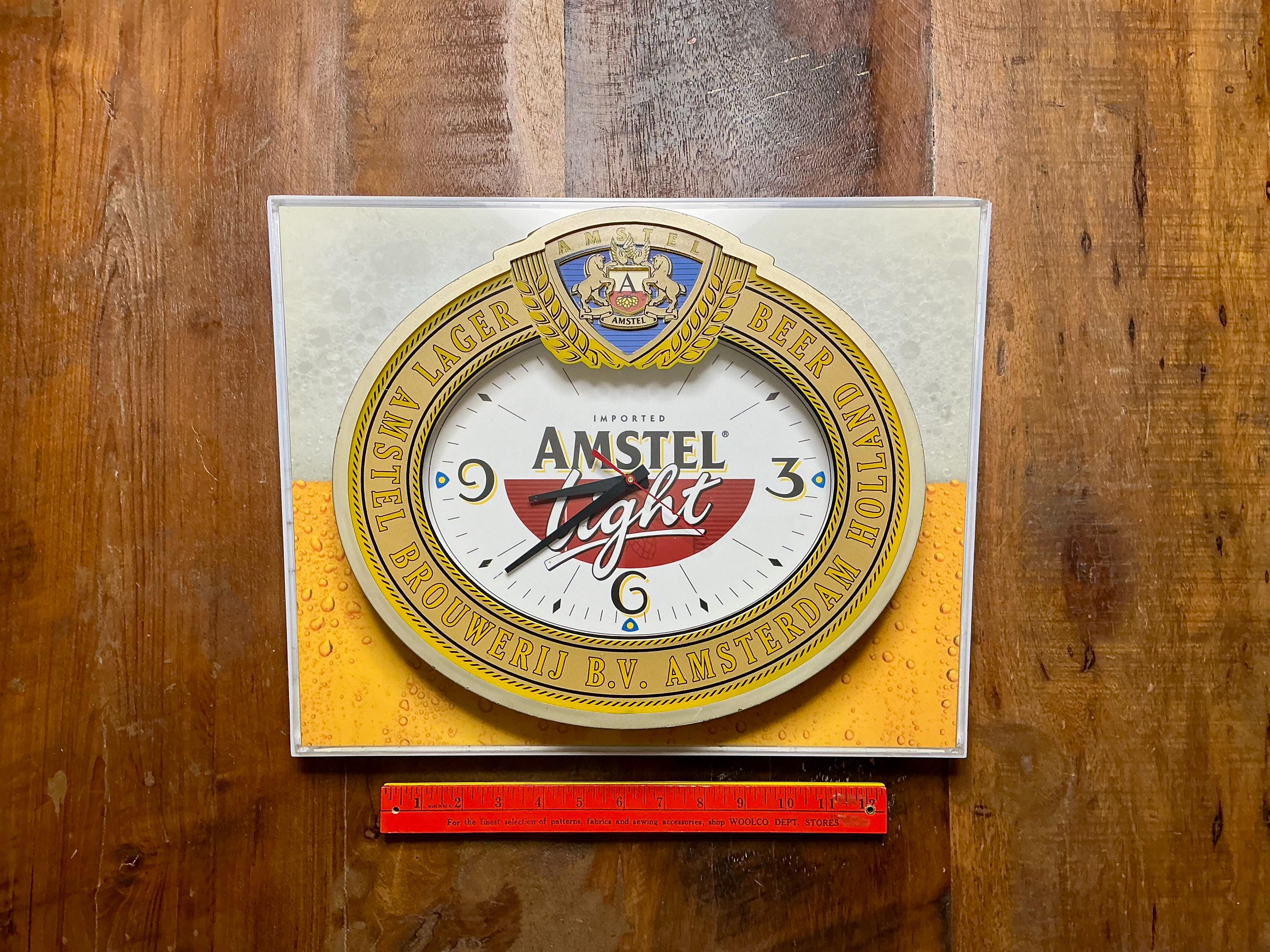Vintage 1980s Amstel Light Beer Advertising Clock Sign - Rare Find
