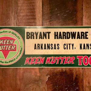 Vintage 1950s Tin Keen Kutter Tools Sign - Great Vintage Advertising!