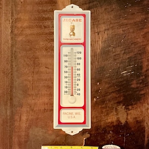 Vintage 1970s JI Case Metal Advertising Thermometer - Fantastic Condition!