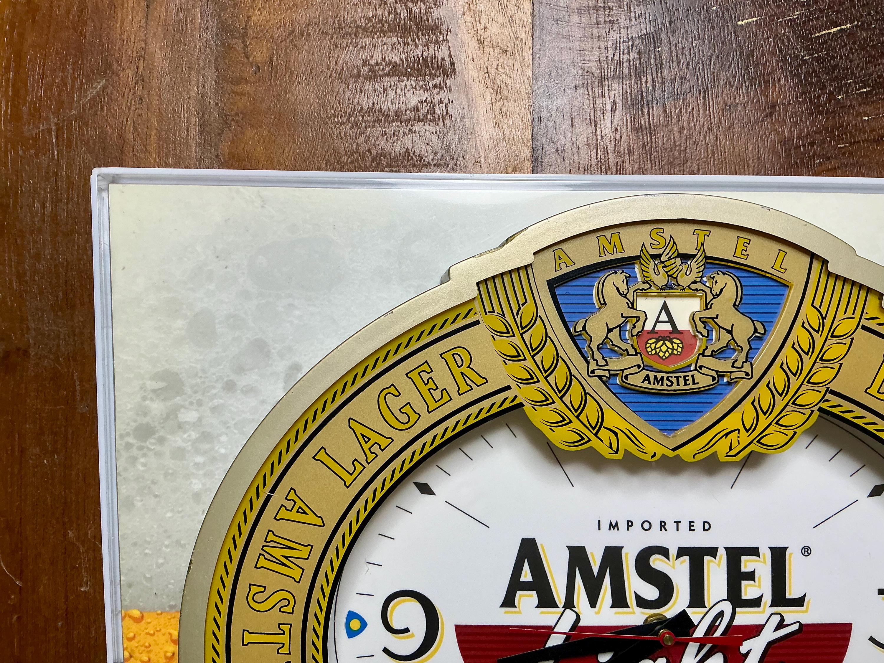 Vintage 1980s Amstel Light Beer Advertising Clock Sign - Rare Find