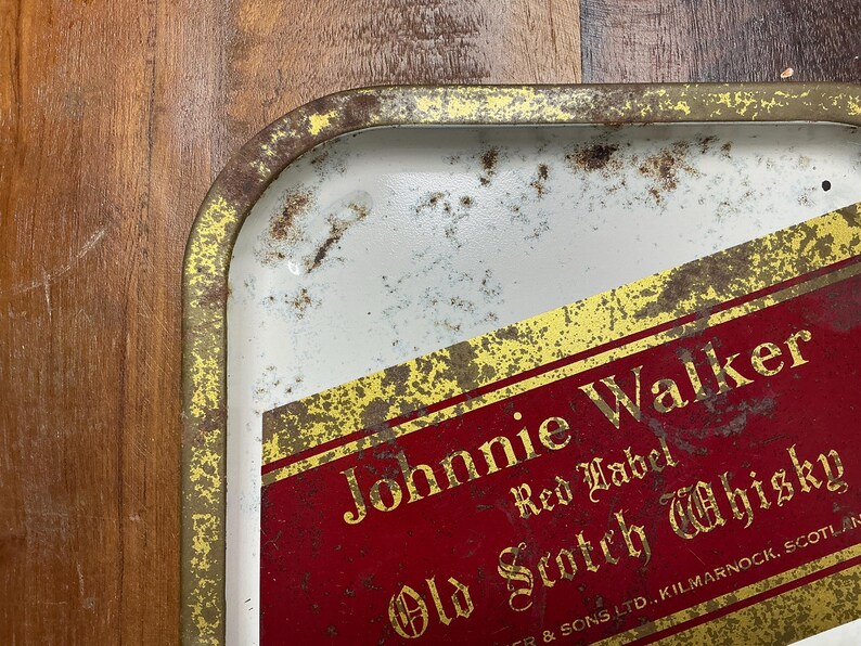 Johnnie Walker Red Label Scotch Metal Advertising Tray - Rare Find! image 3