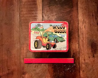 Boîte à lunch publicitaire vintage pour poussettes rapides en métal de 1973 à collectionner - trouvaille rare !