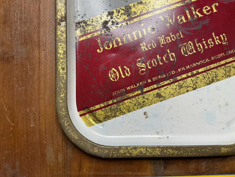 Johnnie Walker Red Label Scotch Metal Advertising Tray - Rare Find! image 4