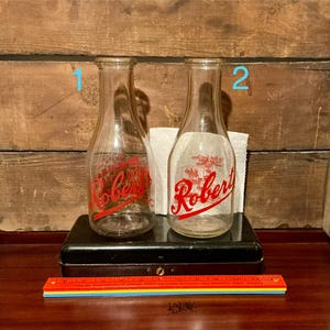 Vintage Roberts Milk Bottle WW2 Advertising - Very Collectible!!