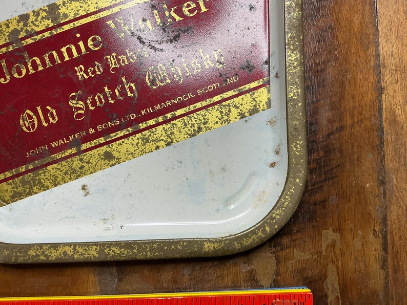 Johnnie Walker Red Label Scotch Metal Advertising Tray - Rare Find! image 5