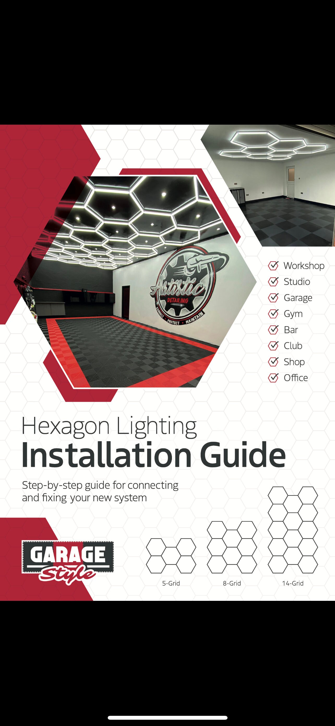 Premium Hexagon LED Lighting Grids Garage Lighting Etsy Australia