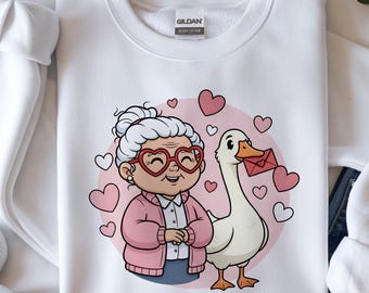 Grandma Goose Valentine PNG | Retro Nana Mimi Sublimation Design (Digital Download)