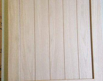 Bespoke Handmade Solid Oak Kitchen Door with "V" Grooved Panel ref 3 Cabinet