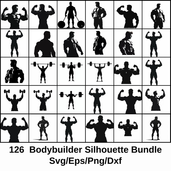 Bodybuilding Bundle SVG, Workout Silhouettes, Gym Motivation Clipart, Bodybuilding SVG, Bodybuilding Silhouette Svg Bundle, Silhouette, Gym