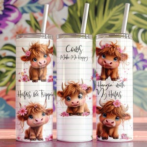 Highland Cows Tumbler Wrap, 20oz Tumbler Wrap, Cute Heifer Design, Cow Lover&#39;s Gift, Funny Slogan, Sweet and Fancy Heifers, Cow Lover&#39;s Gift