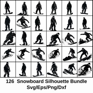Snowboarder Silhouette Bundle, Winter Sports Decor Wall Art, Snowboarding Poster Print, Epic Snowboard Silhouettes, Snowboard Silhouette Art