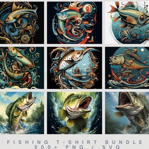 Fishing T-Shirt Bundle, 500+ PNG/SVG, Lonely Fisherman, Fishing Logos, Magical Fishing Dreamscape T-shirt, Enthusiast Fishing Designs