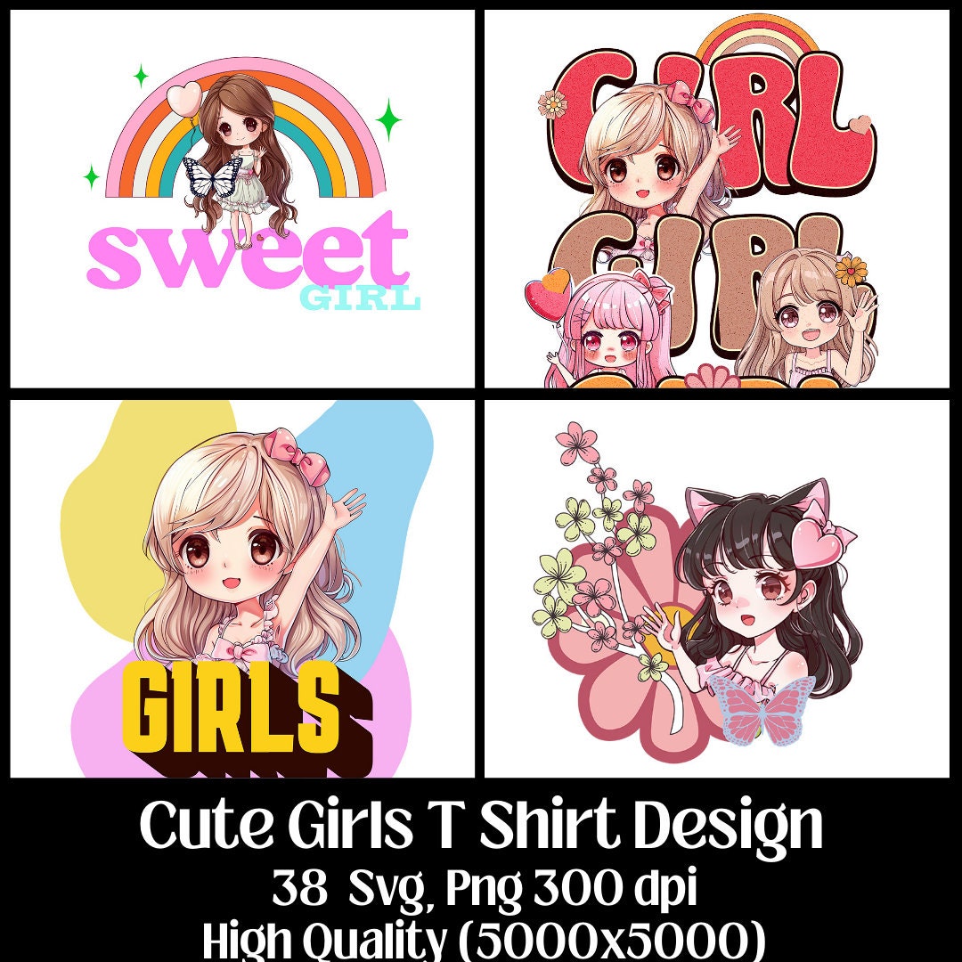 T Shirt Svg Anime Girl Designs Bundle, Svg and Png Formats, High ...