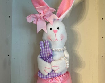 Personalized Bunny/ Plush Bunny/ Bunny wearing TUTU/ Bunny with little plaid bunny/ Bunny wearing Pearls/ Stuffed Animal | Toy/ Beanie Bunny