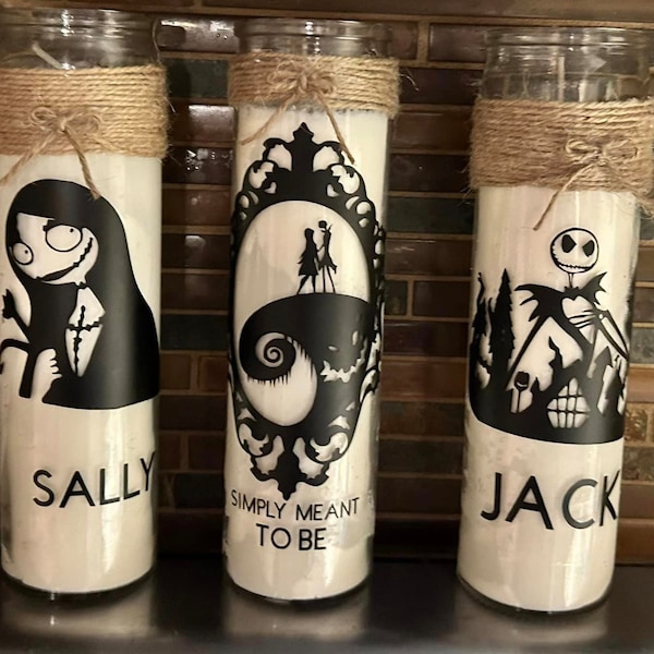 Candle custom/ Personalized/ tall candle/ Jack and Sally/A Nightmare Before Christmas