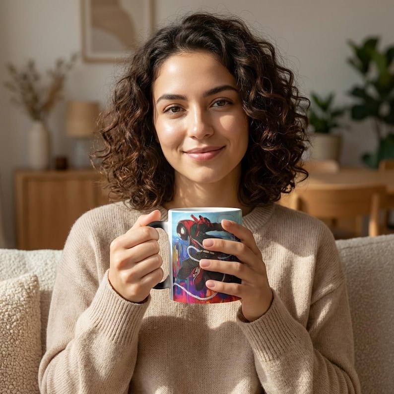 Taza de color cambiante Spider Neon City / Arte de Spider-Man revelado por calor imagen 5