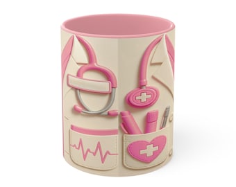 Nurse Scrub Coat Stethoscope Mug | Medical Heartbeat Design