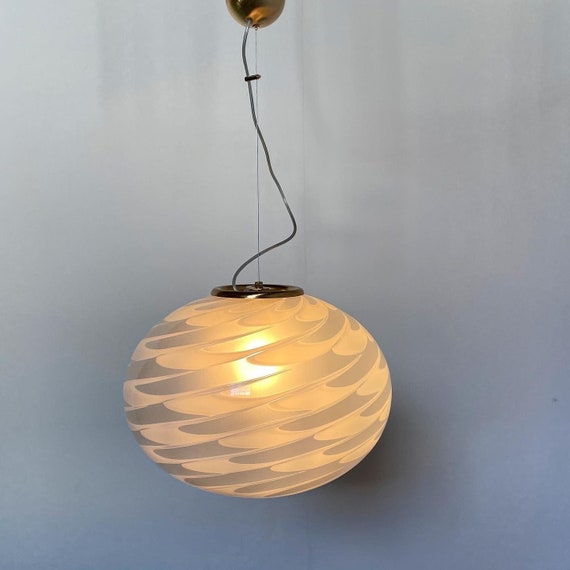 Murano glass Chandelier original vintage, Ceiling lamp - Feather