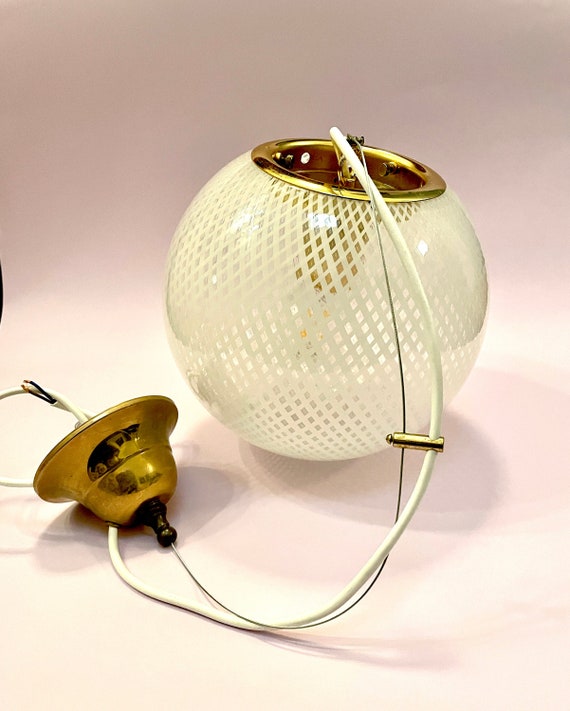 Ceiling lamp , Chandelier - Venini reticello chandelier - vintage Murano glass
