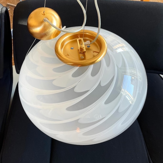 Lampadario in vetro di Murano vintage, lavorazione Piuma