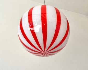 Murano Stripes filigrane lamp rood - handgemaakt door Murano glasmeesters 30 cm