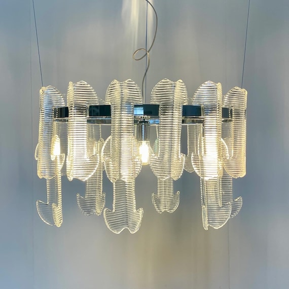 Lampadario modulare in vetro di Murano  ZAU design Alessandro Lenarda, vintage '90