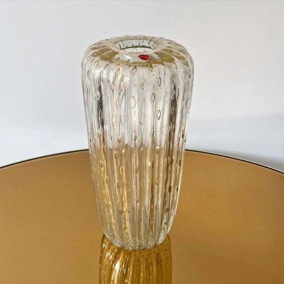 Vase Toso, Murano glass vase with gold leaf - vintage